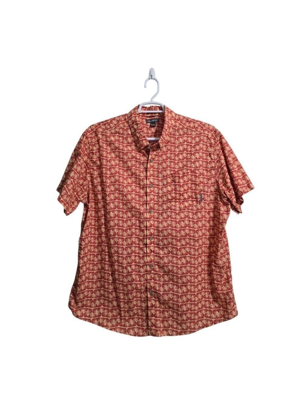 Eddie Bauer Classic Fit Fox Print Short Sleeve Casual Button Down Sz 2XL